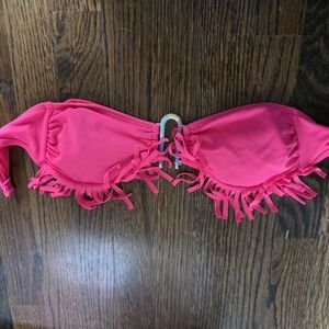 Aerie Pink Fringe Bikini Top Small